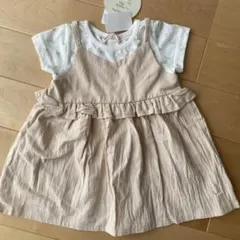 フリル付きベージュワンピース 90cm
