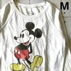 ディズニー　長袖トレーナー　メンズ　春冬　ミッキーマウス　人気キャラ　白　M