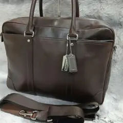 【良品】COACHコーチビジネスバック2way ブラウン70303A4可