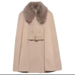 美品 eimyistoire ファー付きケープコート ベルト付き ポンチョコート