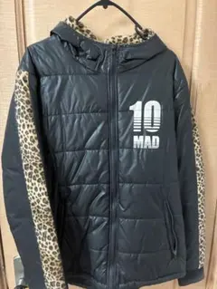 MADSTAR ダウンジャケット ブラック レオパード柄