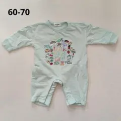 リトルウィークエンド ロンパース 60-70 カバーオール　黄緑　グリーン