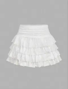 【SHEIN】ホワイトレース フリルヘム ミニスカート