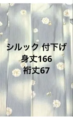 超美品 東レ シルック 【単衣】縞 花柄 付け下げ 小紋のサムネイル