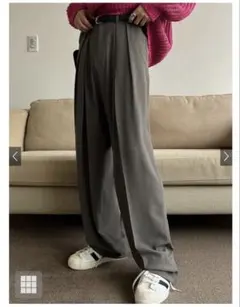 GRL タックセンタープレスストレートワイドパンツ［ai36］ グレー