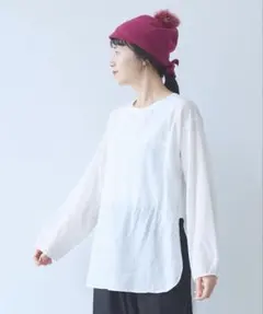 【美品】△recycled cotton チュニックブラウス Yuni