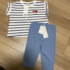 新品未使用　プティマイン　ボーダーTシャツ　レギンスセット　90 女の子
