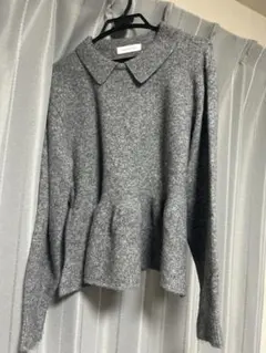 BONLECILL グレー ペプラムニット 長袖