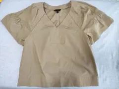 BANANA REPUBLIC スキッパーVネックブラウス ベージュ M