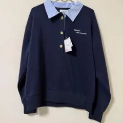 シャツ襟付き　トレーナー　レディース　M しまむら　新品　裏起毛