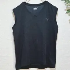 【PUMA】プーマ ノースリーブ Vネック 黒 140cm