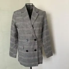 GU チェック柄 ダブルブレストジャケット Sサイズ