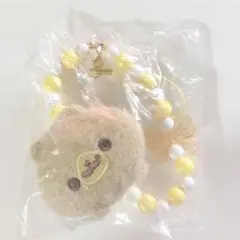 ポメラニアンもち ぬいぐるみチャームつき ビーズストラップ きなこ