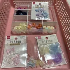 リボン　装飾パーツセット　お花