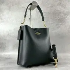 未使用級 コーチ モリーバケット 2way ショルダーバッグ レザー ブラック