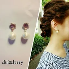 再々…販　シェルパールトップピアス