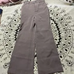 heather ブラウン ワイドパンツ ボタン付き