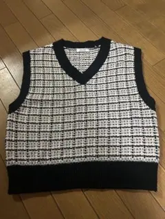 INGNI チェック柄 Vネック ニットベスト