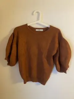 GRL グレイル　パフスリーブ　ニット　半袖　キャメル