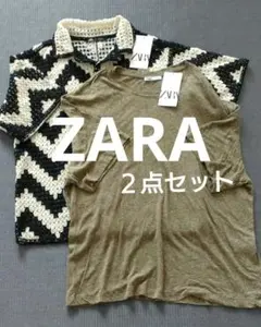 ①[ZARA] メンズ♥オリーブグリーントップスとカーディガンセット 未使用品