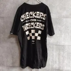 ファストハウス Tシャツ モトクロス 半袖 チェッカー柄 L 黒 ストリート