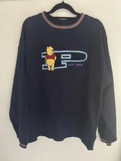 Disney プーさん 刺繍 スウェット ネイビーのサムネイル