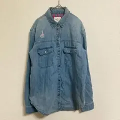 【良品】American Eagle チェックデニムシャツ XS ダメージ加工