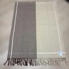 美品　ジョンストンズ カシミヤ大判ストール　国内正規品　ベージュ×ブラウン