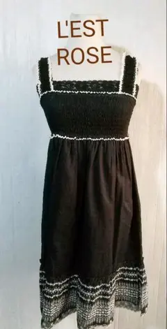 L'EST ROSE レストローズ　花柄刺繍ワンピース　黒　２