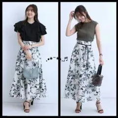 ジャスグリッティー ラインタッチフラワープリントスカート