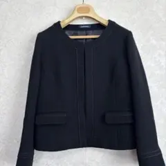 NEWYORKERニューヨーカー 黒毛100%ノーカラージャケット11