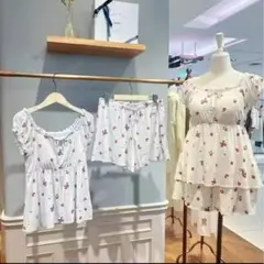 いちご柄カップインフリルプルオーバー＋いちご柄ショートパンツ セット