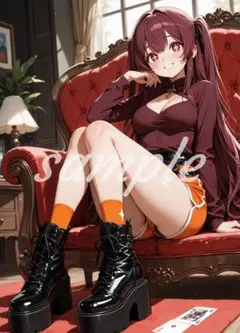 q-49[4K 高画質] A4 ポスター 美少女 美女 かわいい イラスト お尻