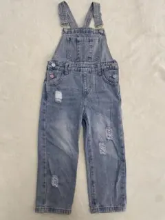 SHEIN ライトブルー ダメージ加工　オーバーオール