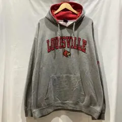 ルイビル大学 パーカー グレー 裏起毛 オーバーサイズ カレッジロゴ フーディ