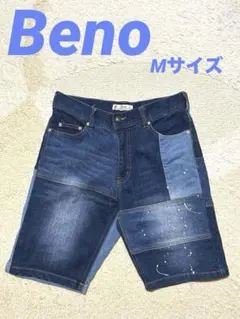 【美品】Beno　パッチワークペイントデニムショートパンツ　Mサイズのサムネイル