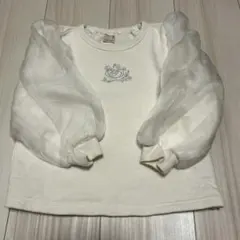 ラプンツェル刺繍付きホワイトトレーナー　110cm petit main