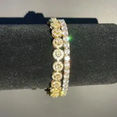 2点セット】テニスブレスレット3mm&4mm ゴールドhiphopモアサナイト 