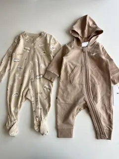 新品ナイキ　NIKE ベビー 長袖ロンパース 3M 2点セット56-62cm