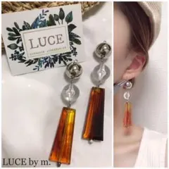 69 シルバー クリア ボール べっ甲 プレート 台形 揺れる ピアス