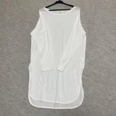 長袖 ロング丈 カットソー ホワイトのサムネイル