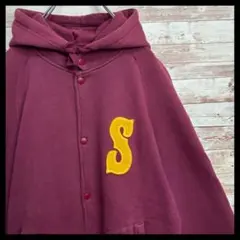 【00s STUSSY】希少カラー‼︎　刺繍　Sロゴ　スタジャン　パーカー