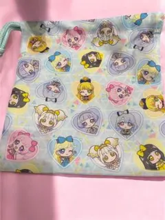 ひみつのアイプリ　キャラクター巾着袋とプチタオルセット　コップ袋