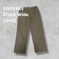 DOCKERS 2タックコットンストレートパンツカーキ33×32のサムネイル