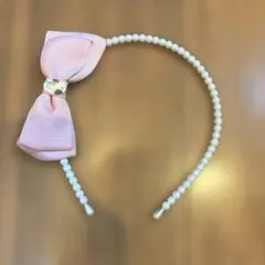 【セレモニー直前SALE】リボン付きパールビーズカチューシャ