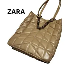 ZARA ザラ　バッグ　ハンドバッグ　ショルダーバッグ　ベージュ　キルティング