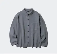 ユニクロ　ミラノリブシャツカーディガン　グレー　M