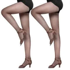 コーヒー2足セット★ つま先あり ダンス用 網タイツ　社交ダンス フラメンコ