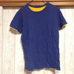 80s USA製 Champion リバーシブルTシャツ 黄×紺 MEDIUM