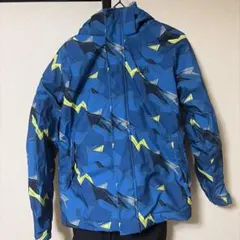 子ども用スキーウェア 青と黒の幾何学模様